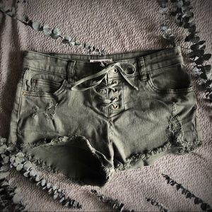 Billabong Green Distressed Shorts